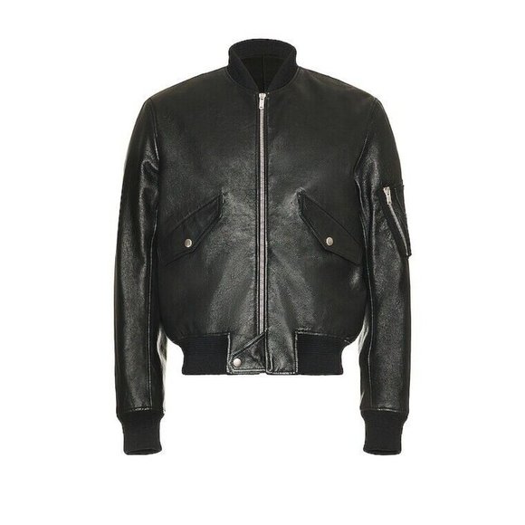 Saint Laurent Bomber Jacket Graine Black Leather - Picture 3 of 10